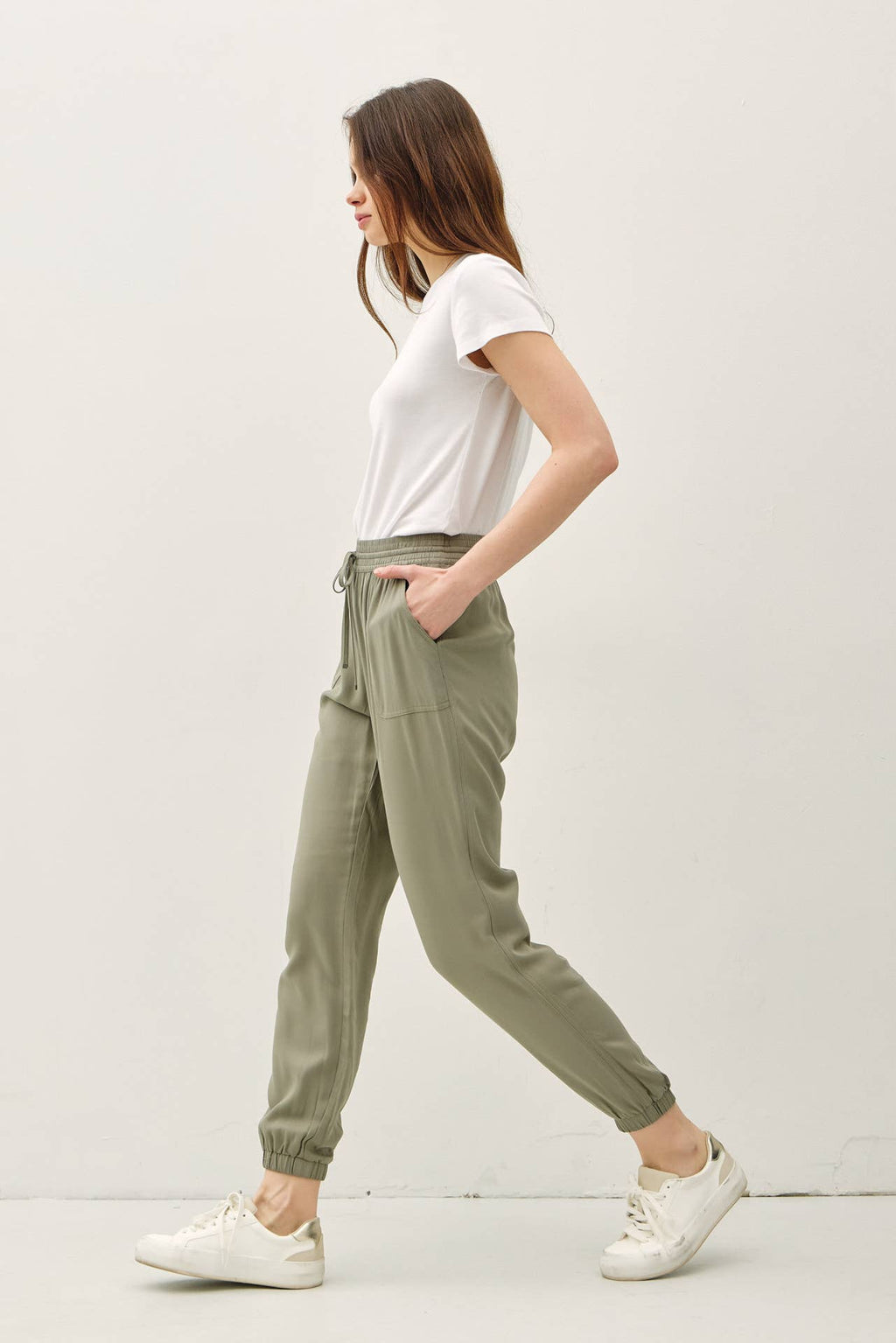 HIGH RISE ELASTIC DRAWSTRING JOGGER PANTS