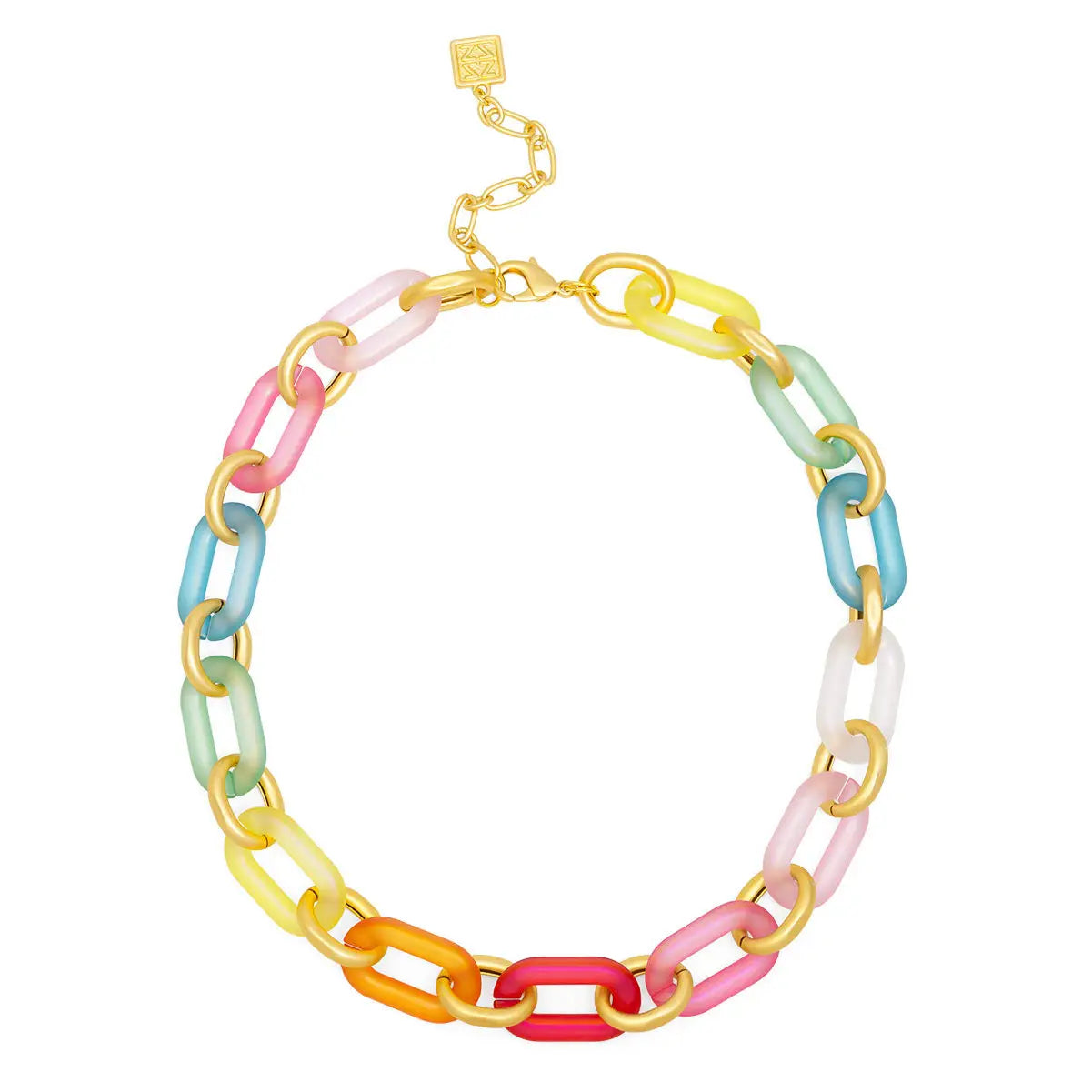 Multi-Color Resin Oval Links Collar Necklace