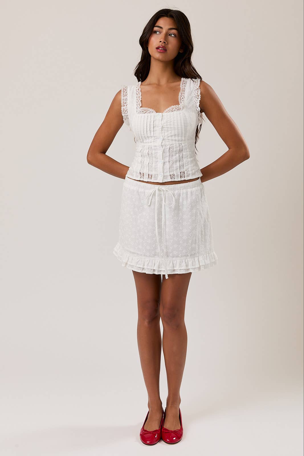Square neck ruffle top