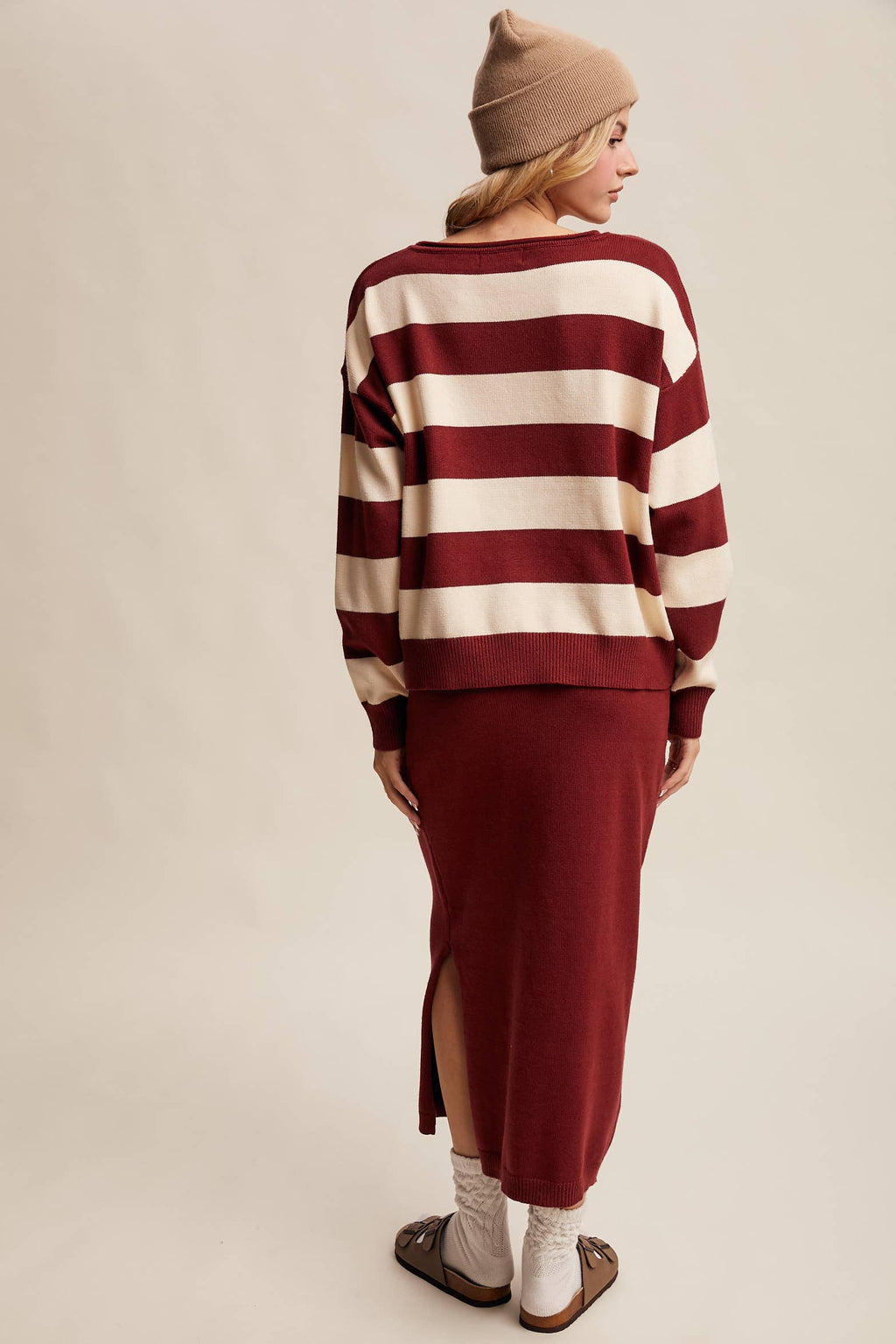 Striped Knit Sweater & Skirt Set