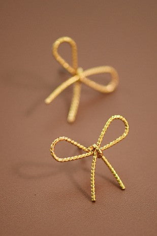 Gold Bow Knot Studs