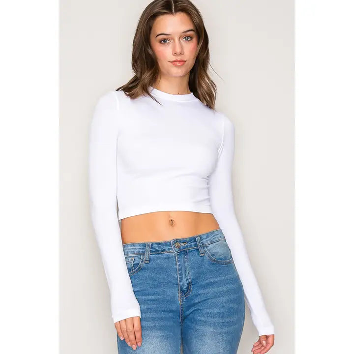 Long Sleeve High Neck Crop Top