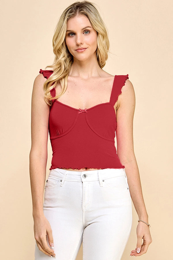 Ruffle Shoulder Bustier