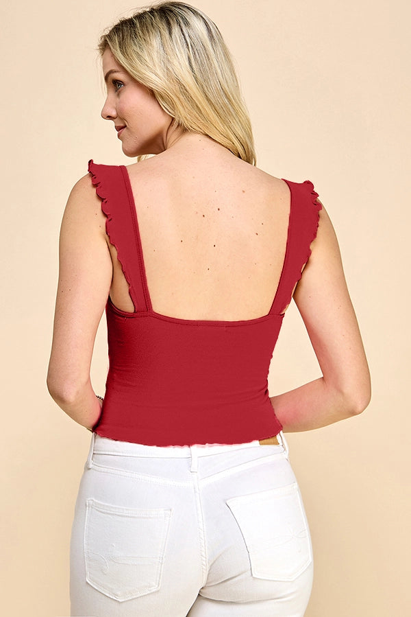Ruffle Shoulder Bustier