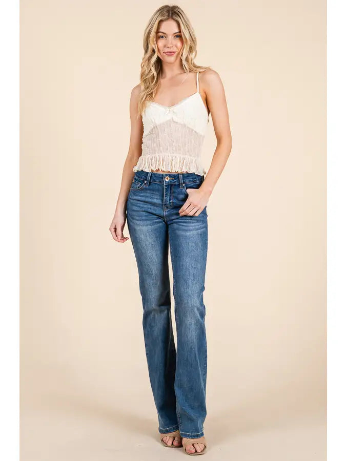 Ruffle Bottom Satin Bow Cami